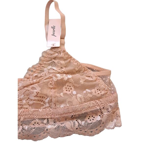 NWT Pearlle Beige Solid Lace Underwire Bralette Size Large - Picture 5 of 7